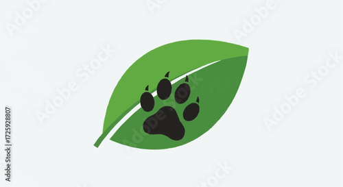 World animal day  eco friendly pet care products and services green paw print on leaf for sustainable animal welfare brand vector
