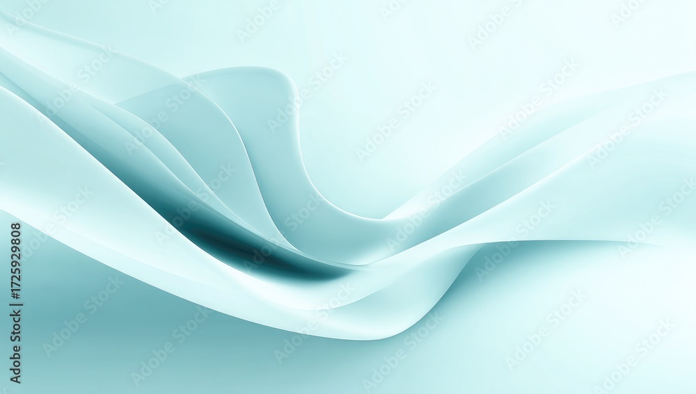 Fototapeta premium Light-blue, flowing, abstract shapes create a serene and smooth design.