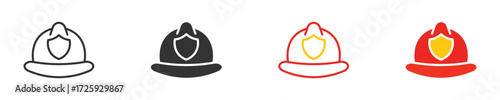 Firefighter hat  icon set, Fireman helmet icon symbol, Protective firefighter helmet. vector illustration . 