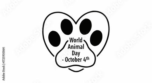 World animal day  world animal day october fourth paw print heart vector illustration for animal lovers and pet adoption events vector