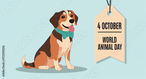 World animal day  celebrate world animal day on october with cute dog illustration and animal welfare awareness campaign art vector