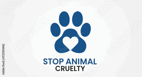 World animal day  stop animal cruelty and abuse awareness campaign with heart paw print to protect pets and wildlife animals vector
