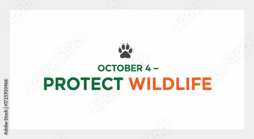 World animal day  october fourth protect wildlife day campaign for animal conservation and awareness to save endangered species vector