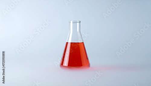  Chemical Flask with Red Liquid on White. Science concept. Generated Image