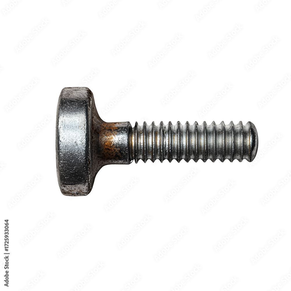 Fototapeta premium Close up of a metal screw with a threaded shaft isolated on transparent background