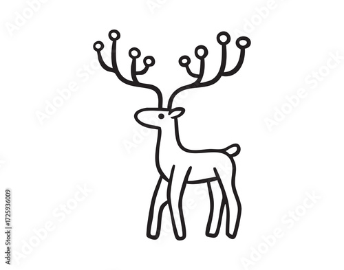 simple reindeer silhouette. monochrome line art, monochrome line art, clean outline, hand drawn, monochrome line art doodle hand drawn cartoon icon element