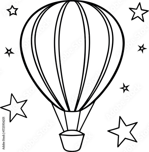Hot air balloon with spiral patterns illustration on transparent background