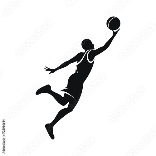 Dynamic Black Basketball Silhouette Art