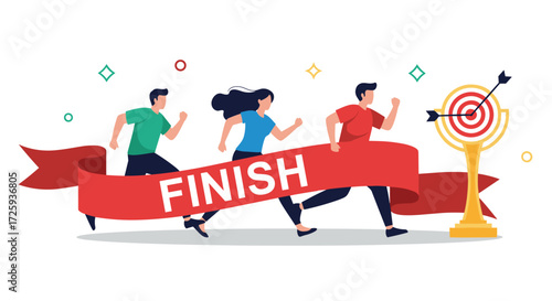Athletes crossing the finish line to achieve their goals.