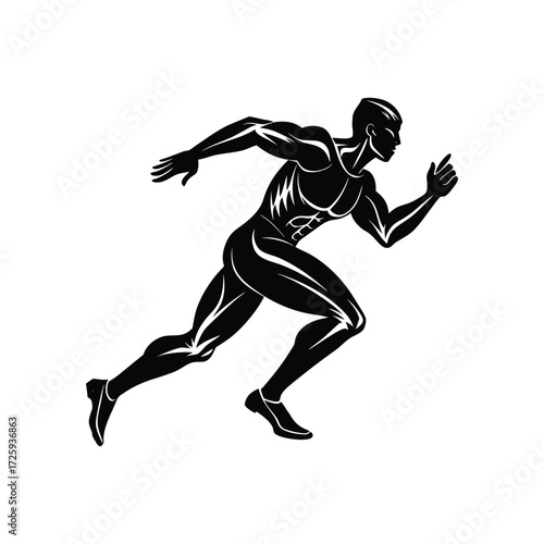 Powerful Black Runner Silhouette Design