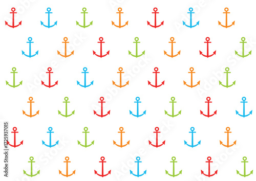 Colorful Anchor Pattern on White Background