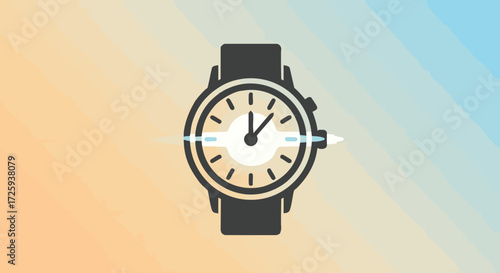 Iconic Analog Wristwatch with a Modern, Minimalist Design on a Gradient Background
