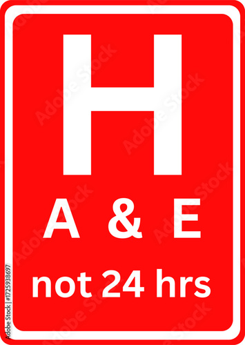 Hospital ahead with Accident and Emergency facilities sign