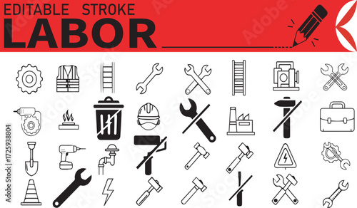Labor Icons – Editable Stroke Vector Set