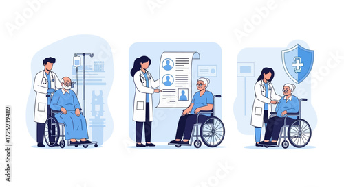 Elderly Patient Care Hospital Medical Services Doctor Assistance Healthcare Professionals Assisting Patients Medical Treatment Diagnosis Examination Health Support Geriatric Care Wellness Services