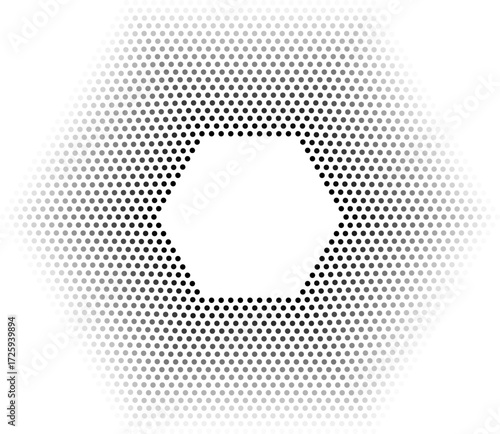 Hexagonal shape with 18 concentric dotted lines all thick with gradient from inner to outer edges