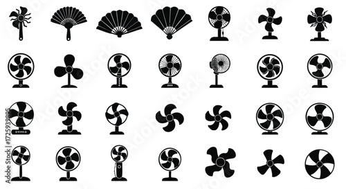 Collection of various fan icons for different purposes and designs