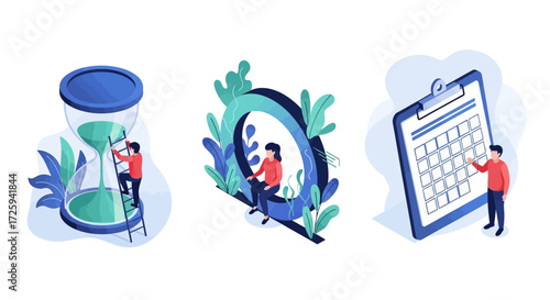 Visualizing the Concepts of Time Management Productivity and Planning with People Engaged in Related Activities