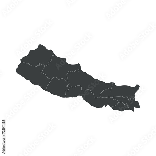 Nepal map. Detailed country outline. National border boundaries of Nepal