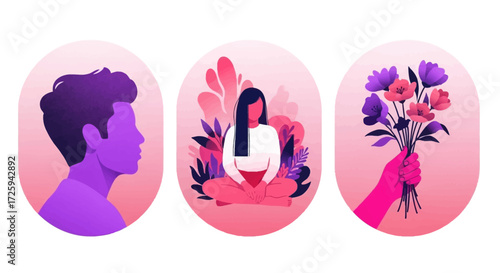 Vibrant Collection Representing Human Connection Growth and Generosity Through Artistic Illustrations