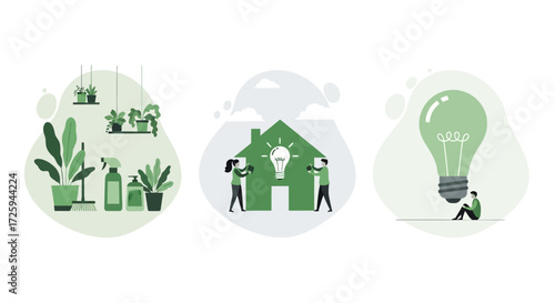 Illustrations of Sustainable Living and Eco Friendly Concepts for a Greener Future