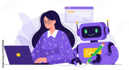 Illustrating the collaborative effort between humans and artificial intelligence in digital content creation and programming tasks