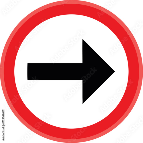 Round traffic sign icon vector. Allow traffic right or go right side vector