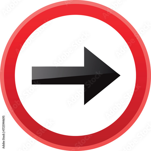 Round traffic sign icon vector. Allow traffic right or go right side vector