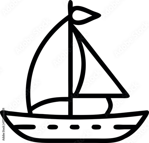 Ship boat Outline design for kids drawing and coloring Vector 