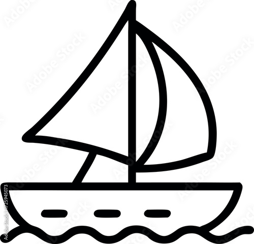 Ship boat Outline design for kids drawing and coloring Vector 