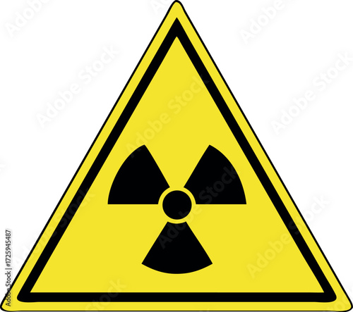Radiation warning sign. Radioactive substances or ionizing radiation. International radiation sign Vector illustration.