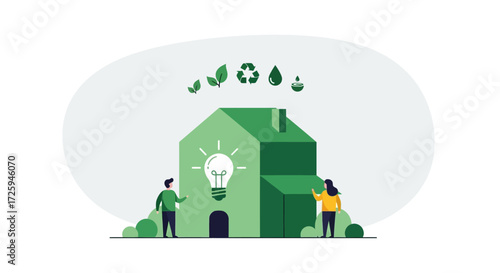 Illustrating sustainable living practices and environmental responsibility in modern homes promoting eco friendly choices and resource conservation for a healthier planet and future generations
