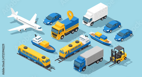 Global Transportation and Logistics Network Illustrating Diverse Shipping Methods and Delivery Systems for Cargo and Goods Worldwide