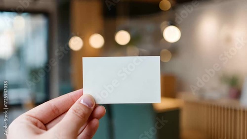 Blank business card held