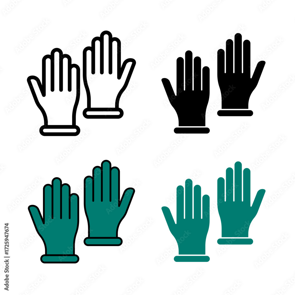 Fototapeta premium Gloves Icon . in stroke, black and colored vectors collection isolated on white&nbsp;background.