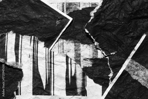 Wallpaper Mural White and black grunge paper ripped torn abstract background - Textured surface backdrop
 Torontodigital.ca