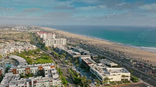 Wallpaper Mural Aerial view of buildings and palm trees along the beach in huntington beach Torontodigital.ca