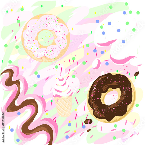 seamless background with donuts