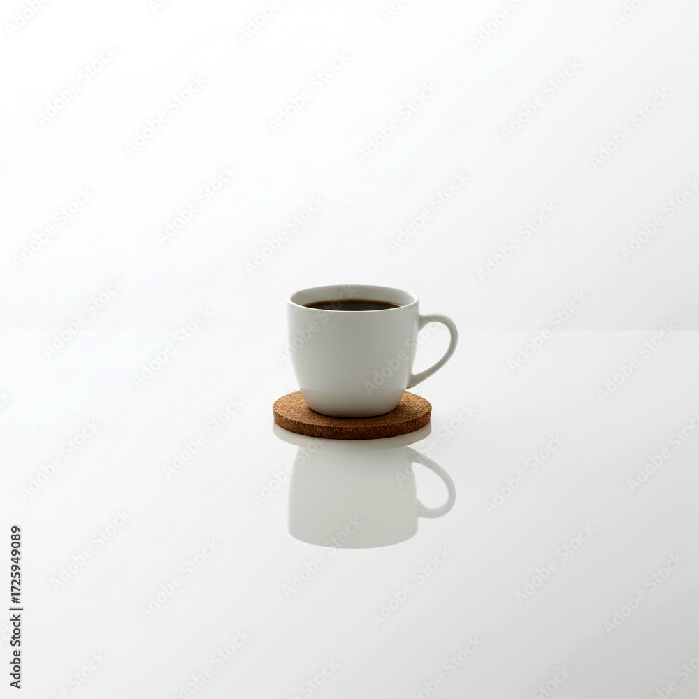 Obraz premium White coffee mug with hot espresso on a saucer, isolated on a white background