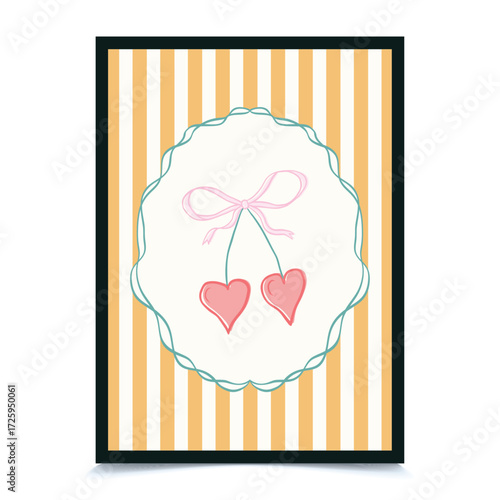 Abstract girl posters trendy bows girly things party hearts cherries cakes
