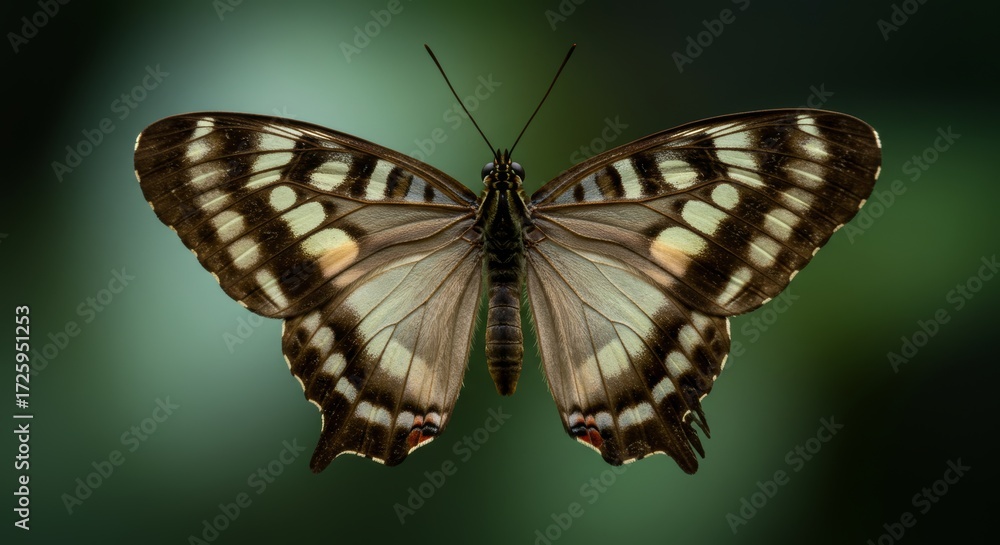Fototapeta premium Detailed close-up of a beautiful butterfly showcasing intricate wing patterns and vibrant colors