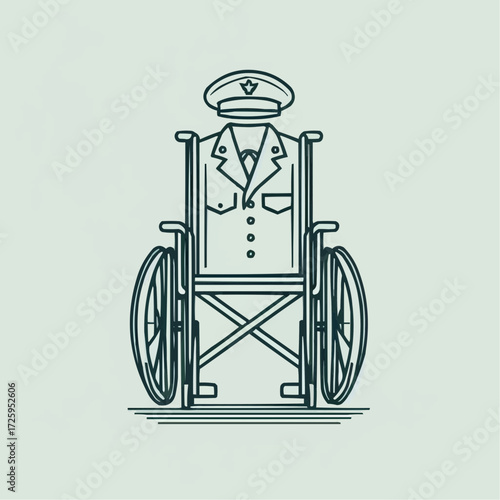 The veteran's uniform lies in an empty wheelchair, illustrating the theme of honor and respect