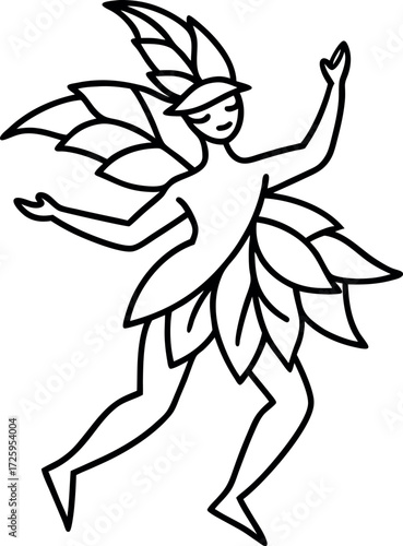 Wallpaper Mural dancing figure made of leaves illustration on transparent background Torontodigital.ca