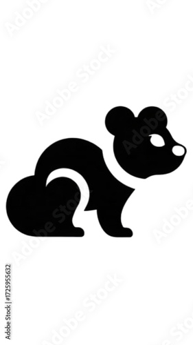 Stylized black silhouette icon of a sitting skunk.