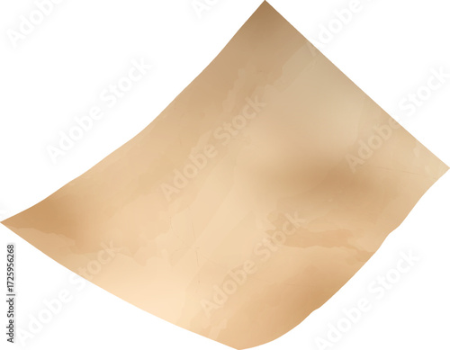 Realistic parchment paper flying, vector blank craft paper sheet, vintage brown page, letter or note floating in air