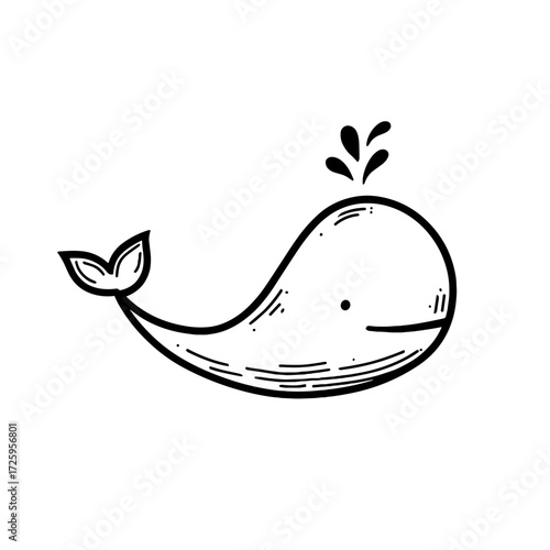 Beluga Whale. Beluga Whale simple black and white line art vector logo