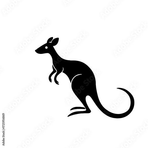 Tree Kangaroo. Tree Kangaroo simple black and white line art vector logo