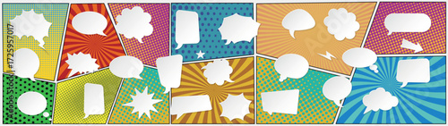 abstract comic book, pop art cartoon with speech bubble template background vector illustration