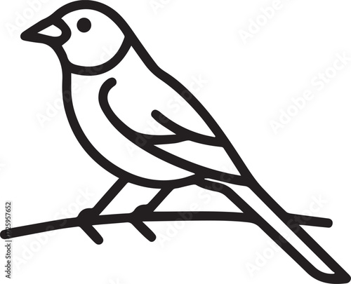 Bird on Branch Minimal Vector Art