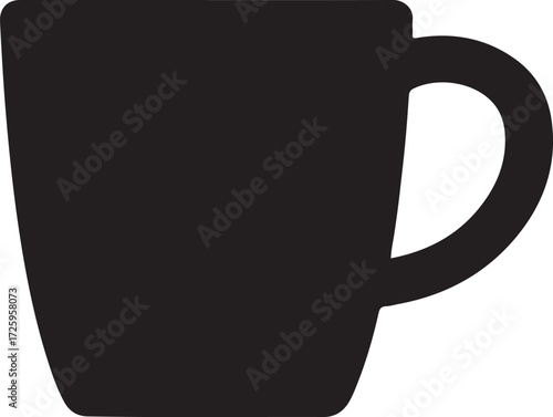 Simple silhouette of a classic coffee mug with handle ideal for beverages hot or cold drinkware